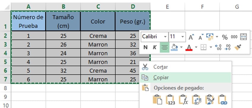 Seleccionar Tabla de Excel